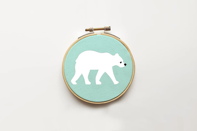 Walking bear design in polar bear colors
