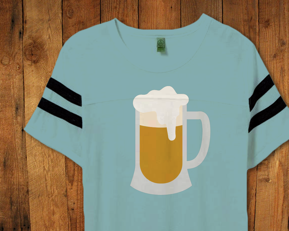 Aqua tee with a foaming beer stein design.