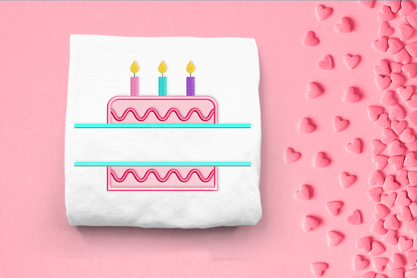 Birthday cake split applique design