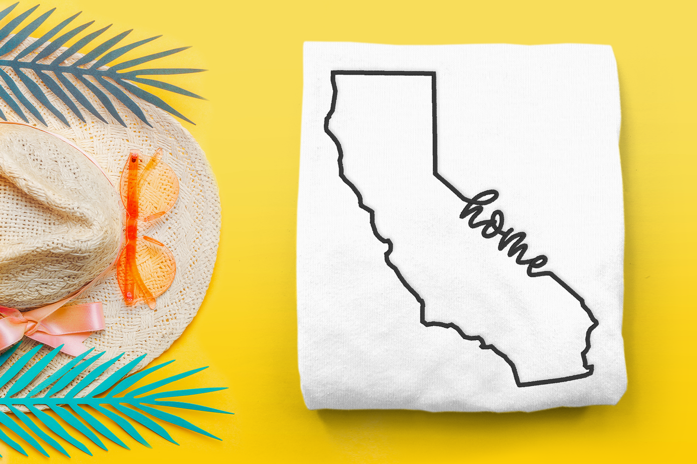 California home outline embroidery