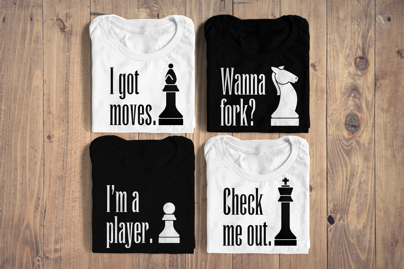 Set of 4 Chess Pun Quotes