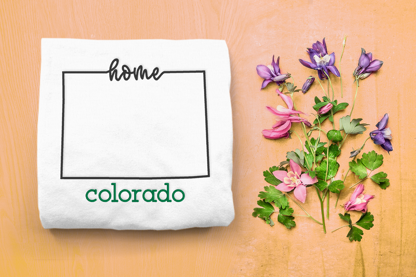 colorado states shape embroidery outline with home