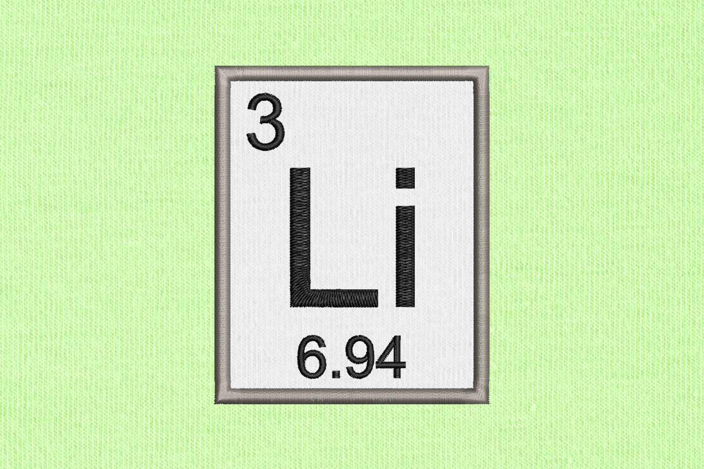 Applique design for the chemical element information for lithium