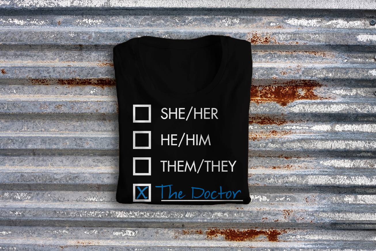 List of pronouns with check boxes and one written in that says "The Doctor"
