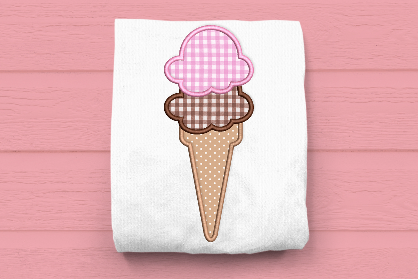Double Scoop of Ice Cream Applique Embroidery Design