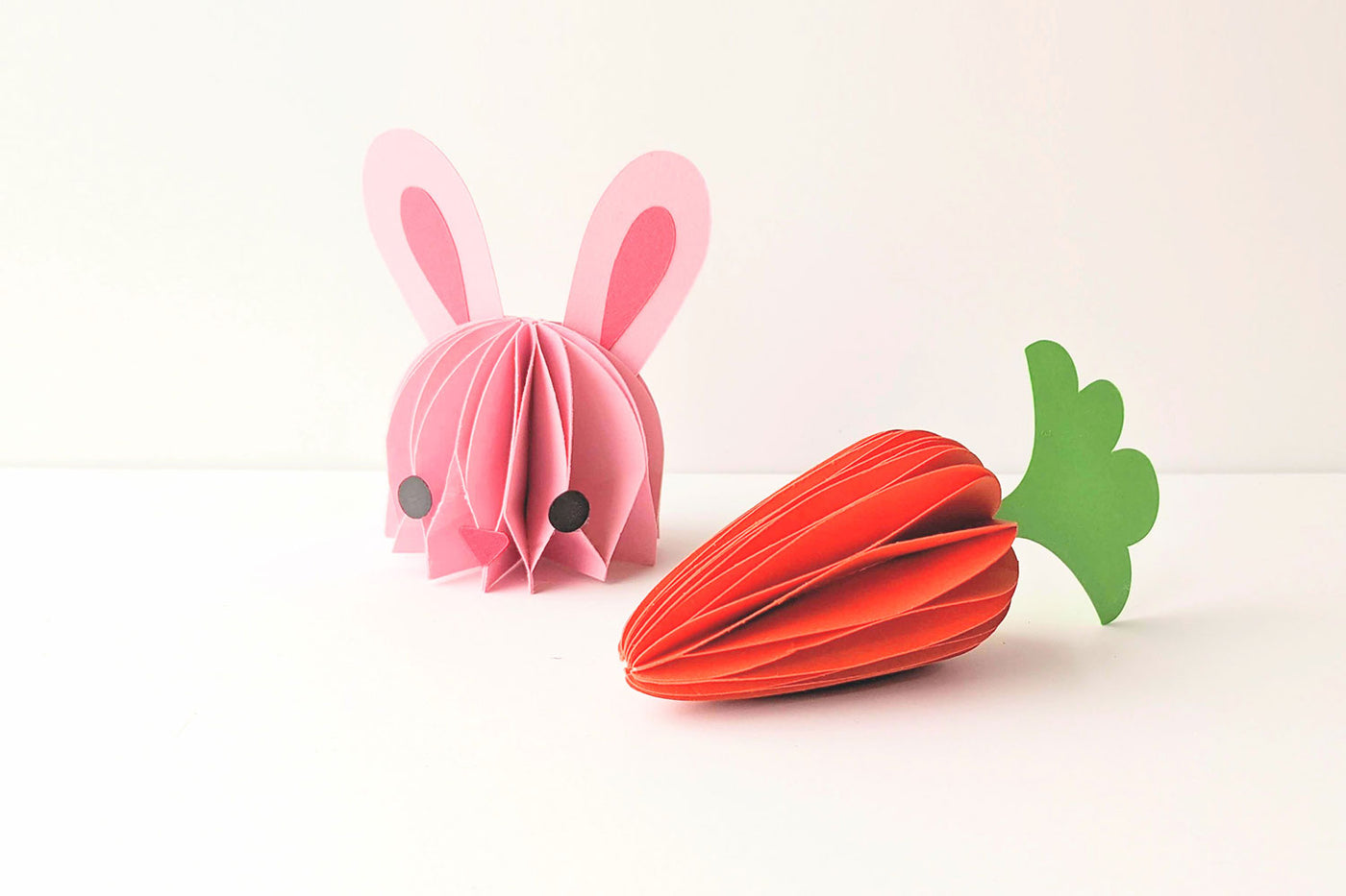 Easter bunny face and carrot 3D honeycomb SVG design duo