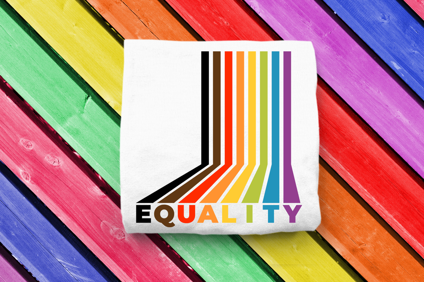 Equality inclusive rainbow angled lines design