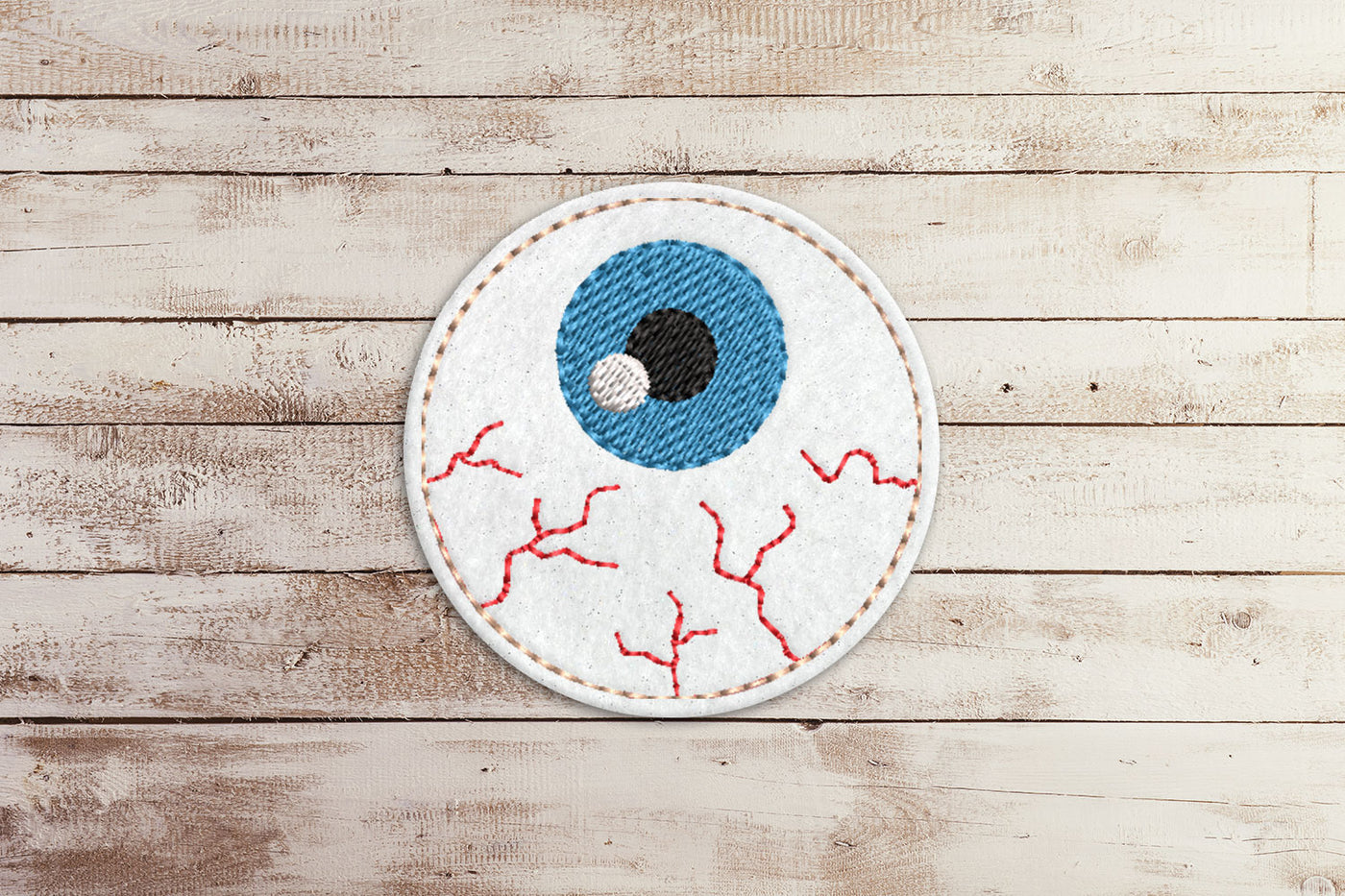 realistic eyeball feltie embroidery