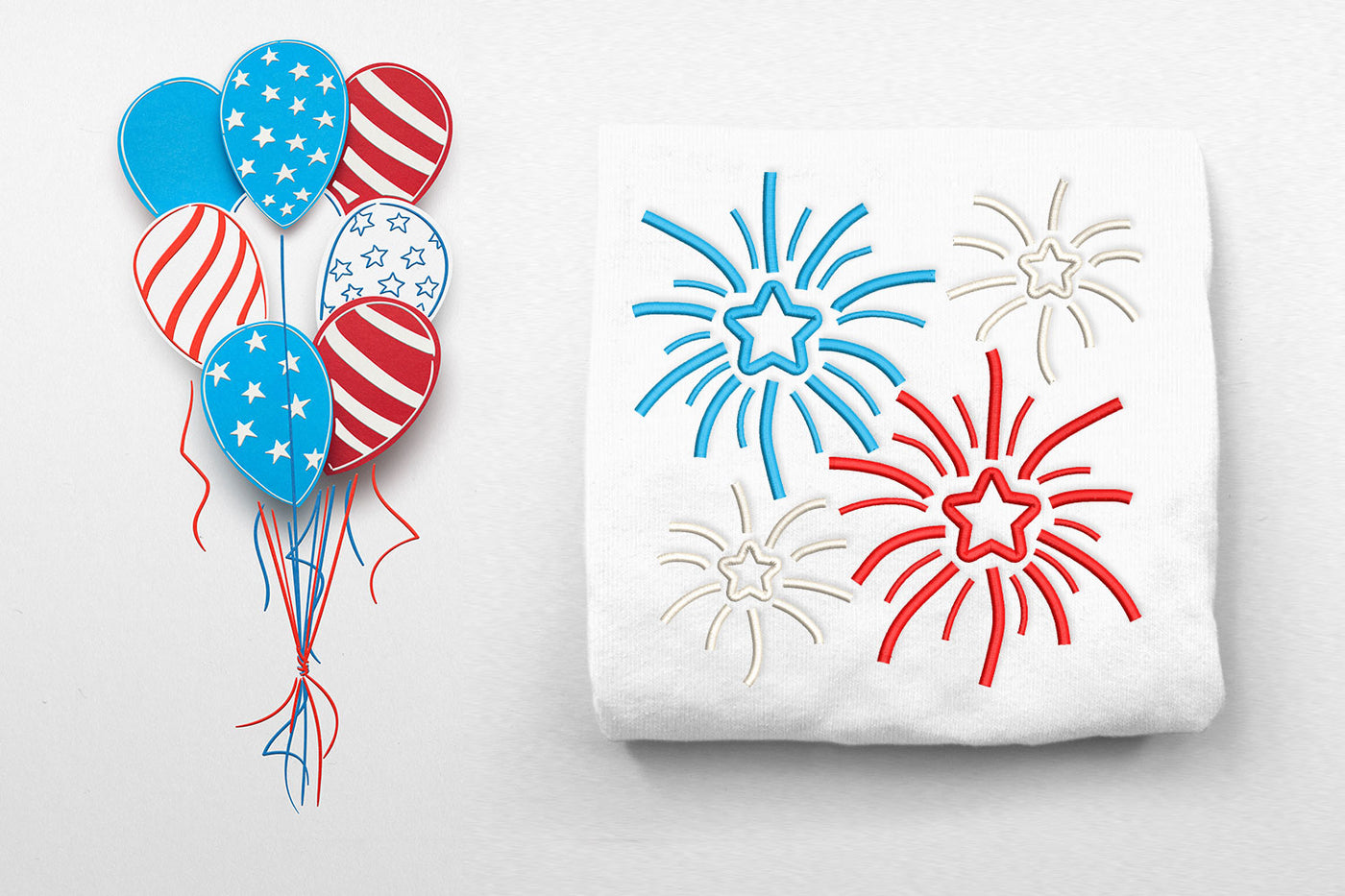 Fireworks clusters with stars embroidery design