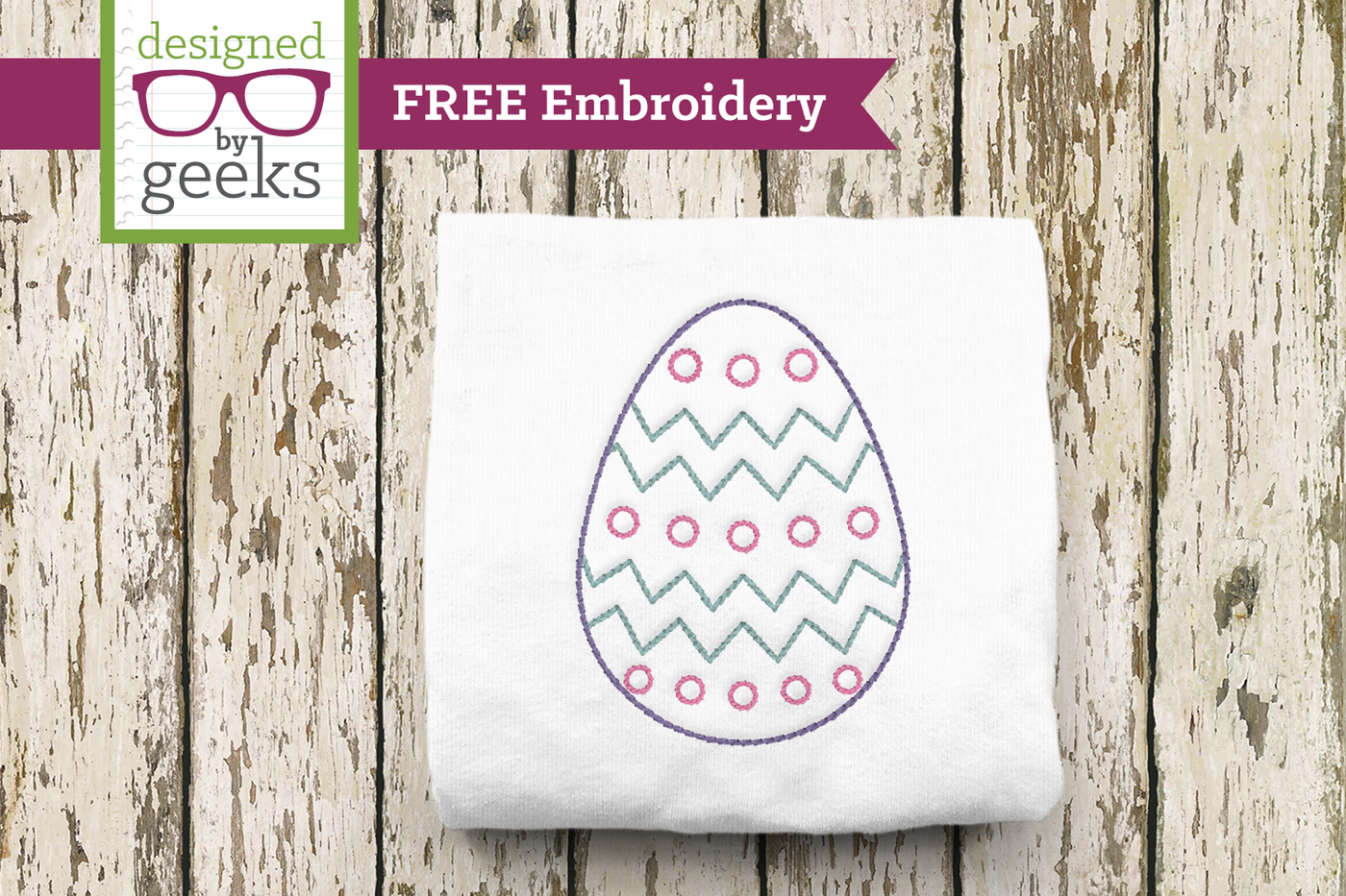 Free linework Easter egg embroidery design in a single size