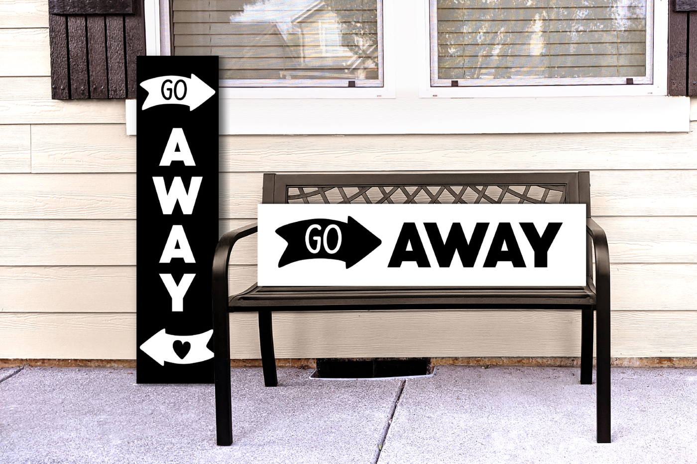 Cute Go Away porch sign design