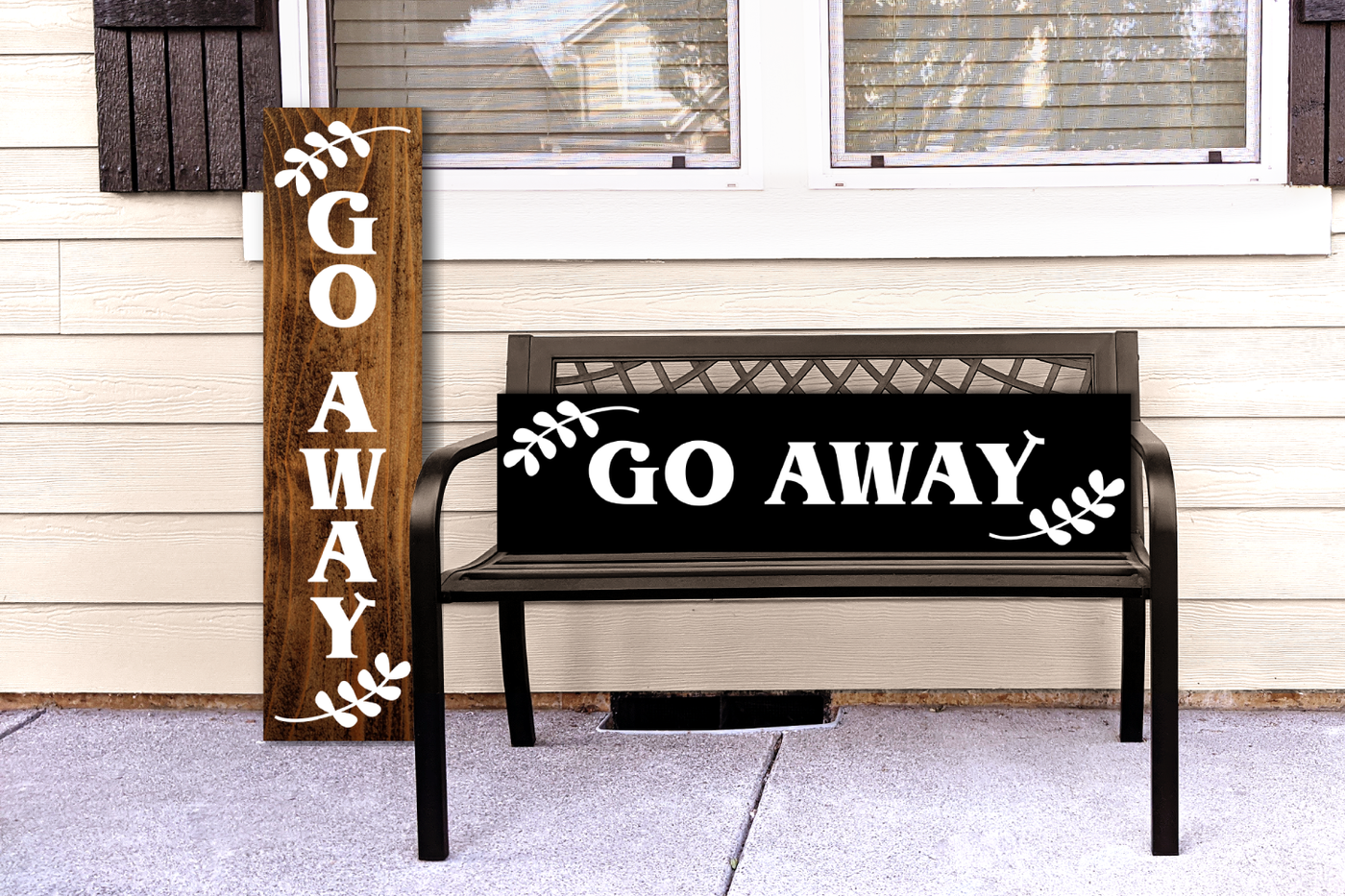 Classic Go Away porch sign design