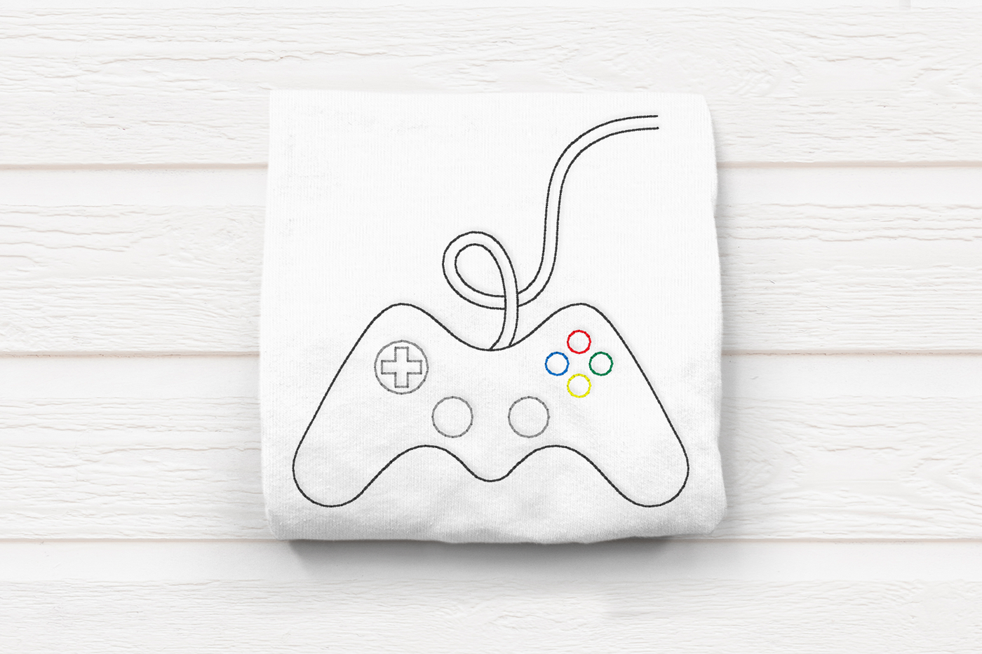 Linework embroidery video game controller