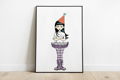 New Year's Eve party themed goth girl sublimation PNG