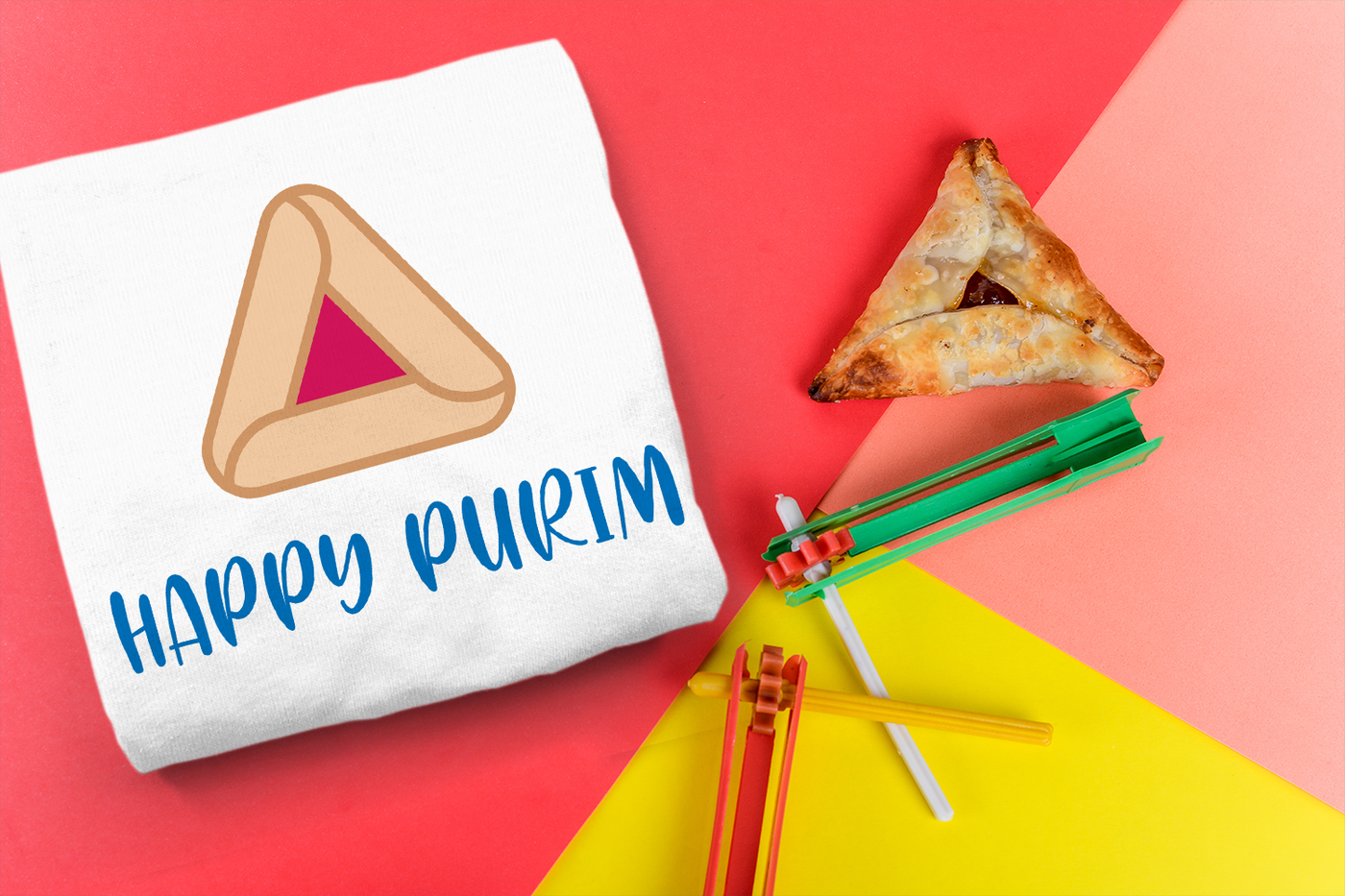 Happy Purim SVG Design with a hamantaschen cookie