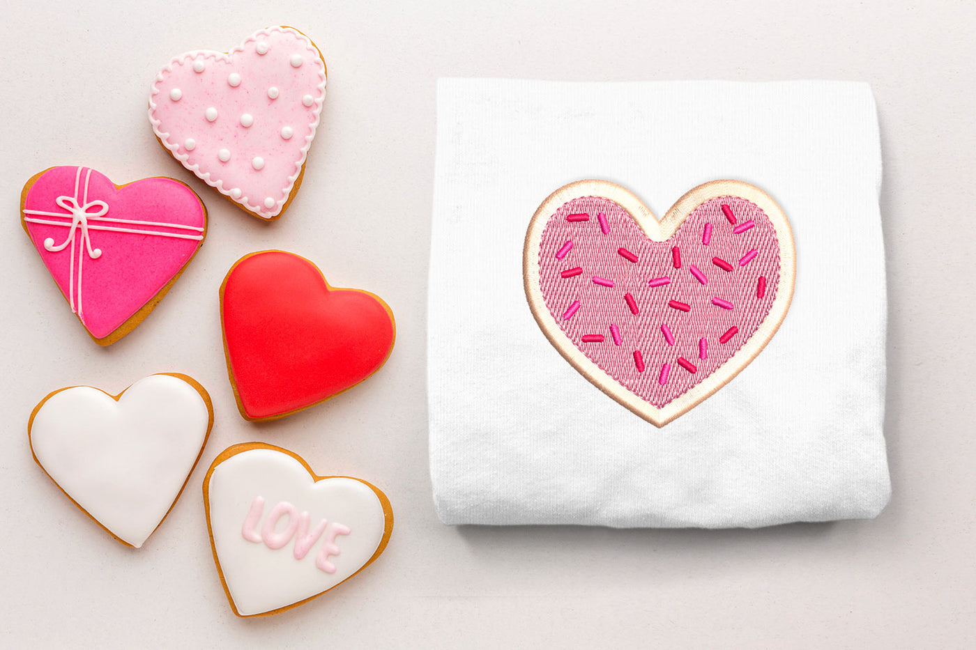 Heart sugar cookie mini embroidery design file