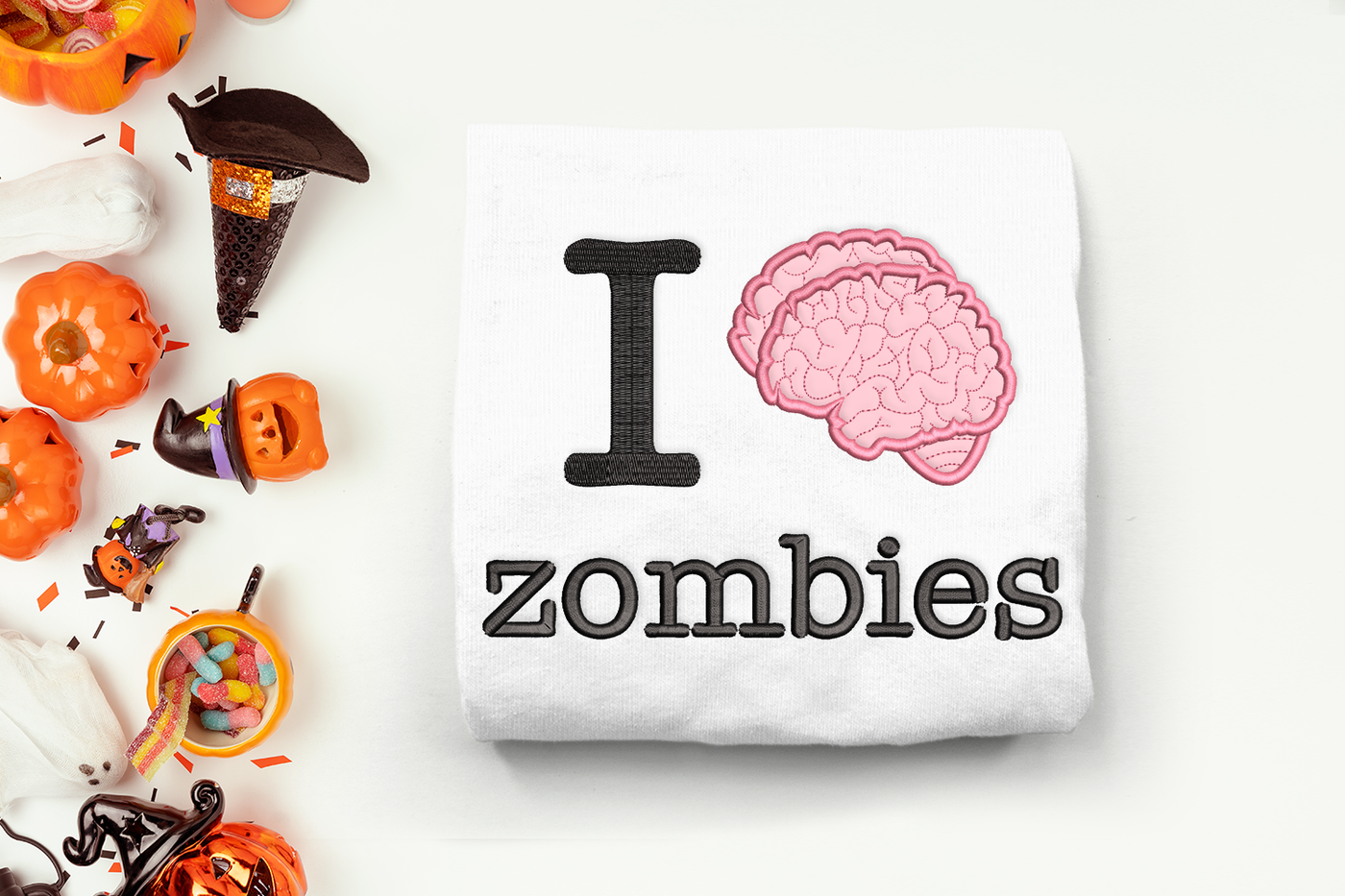 I brain zombies applique design