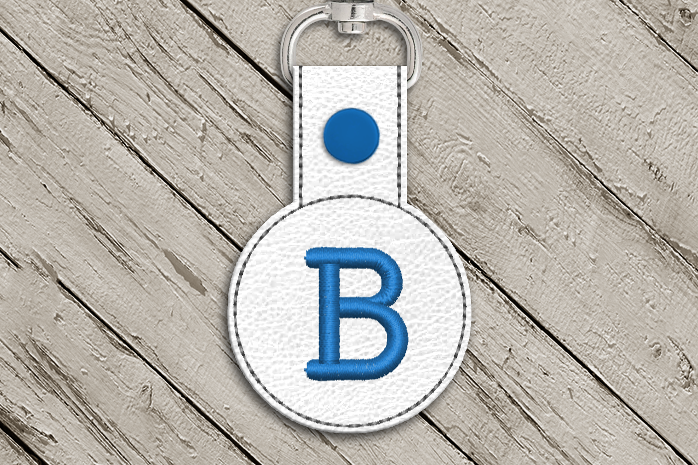 Letter B in the hoop key fob design