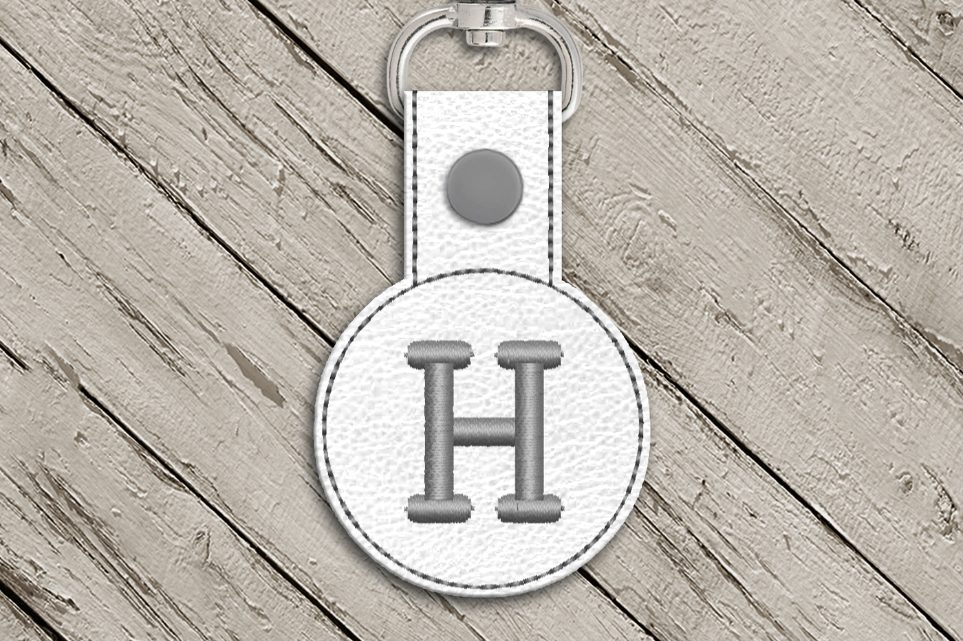 Letter H in the hoop key fob design