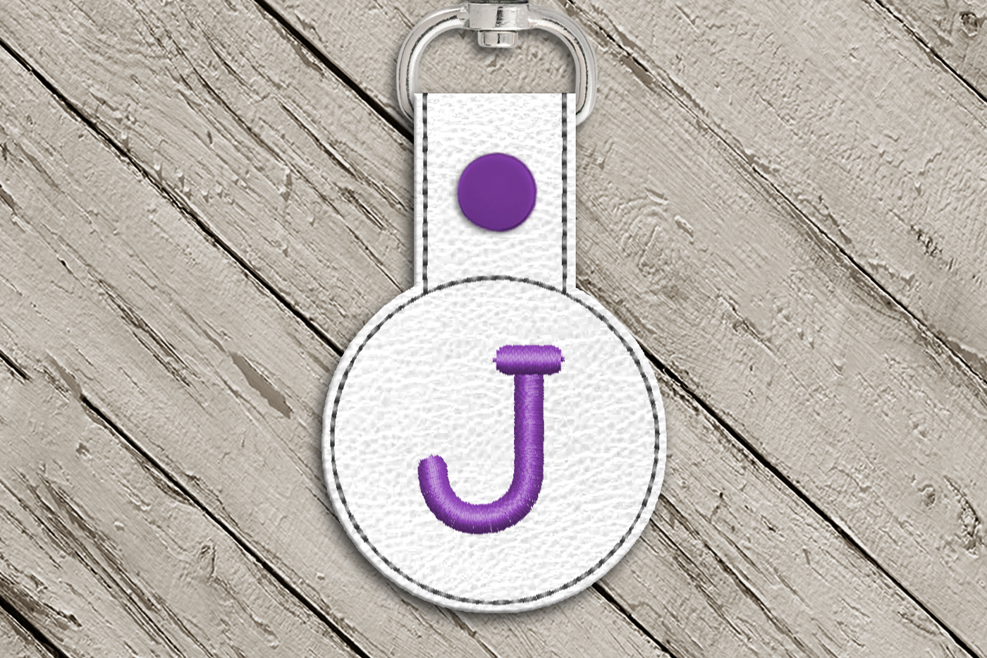 Letter J in the hoop key fob design