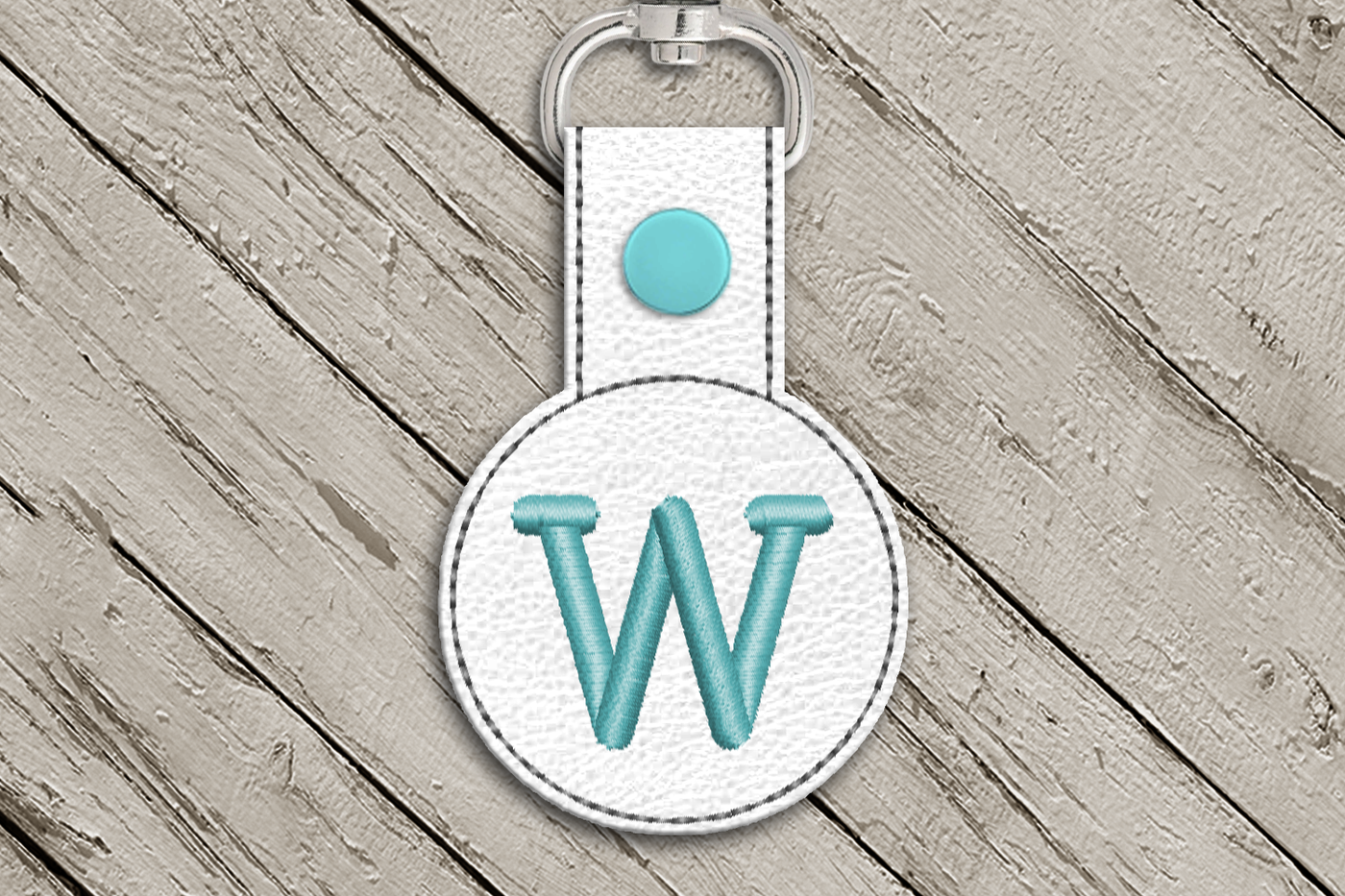 Letter W in the hoop key fob design