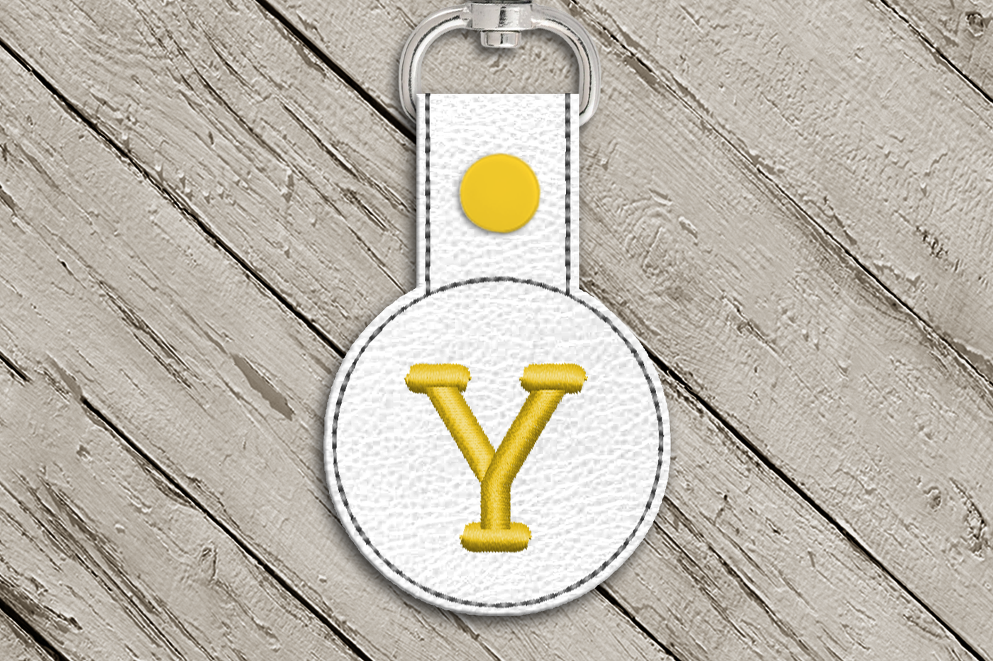 Letter Y in the hoop key fob design