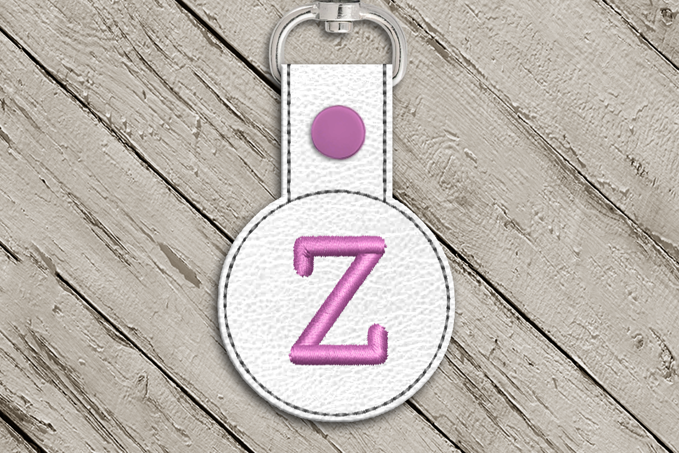Letter Z in the hoop key fob design