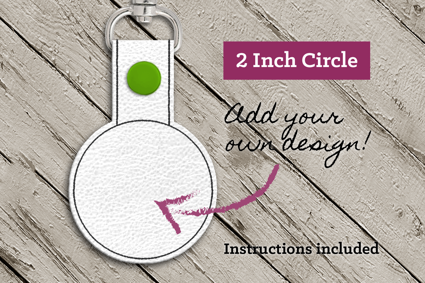 2 inch circle key fob blank design. Add your own design! Instructions included.
