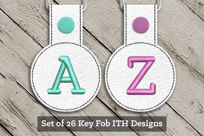 A to Z set of 26 Key Fob ITH designs