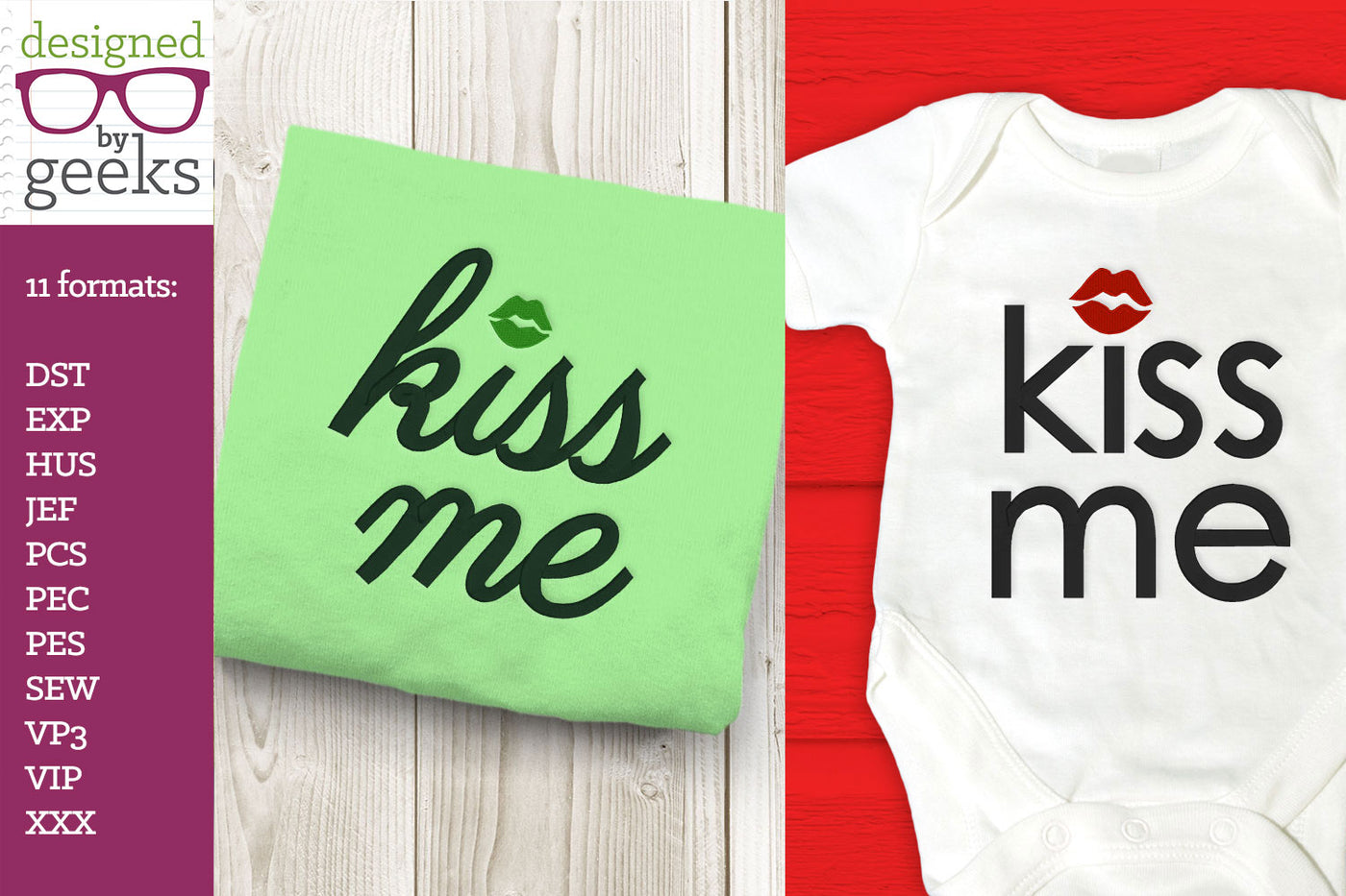 Kiss me embroidery with lips