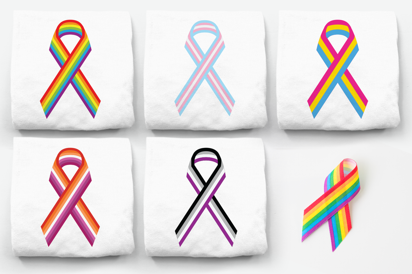Striped LGBT awareness ribbons SVG Design set