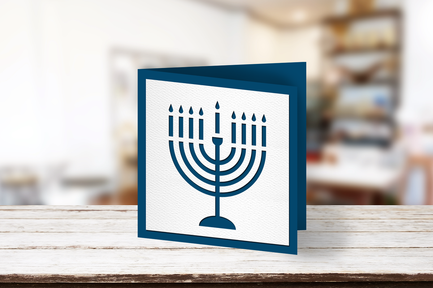 Papercut Hanukkah menorah card SVG design