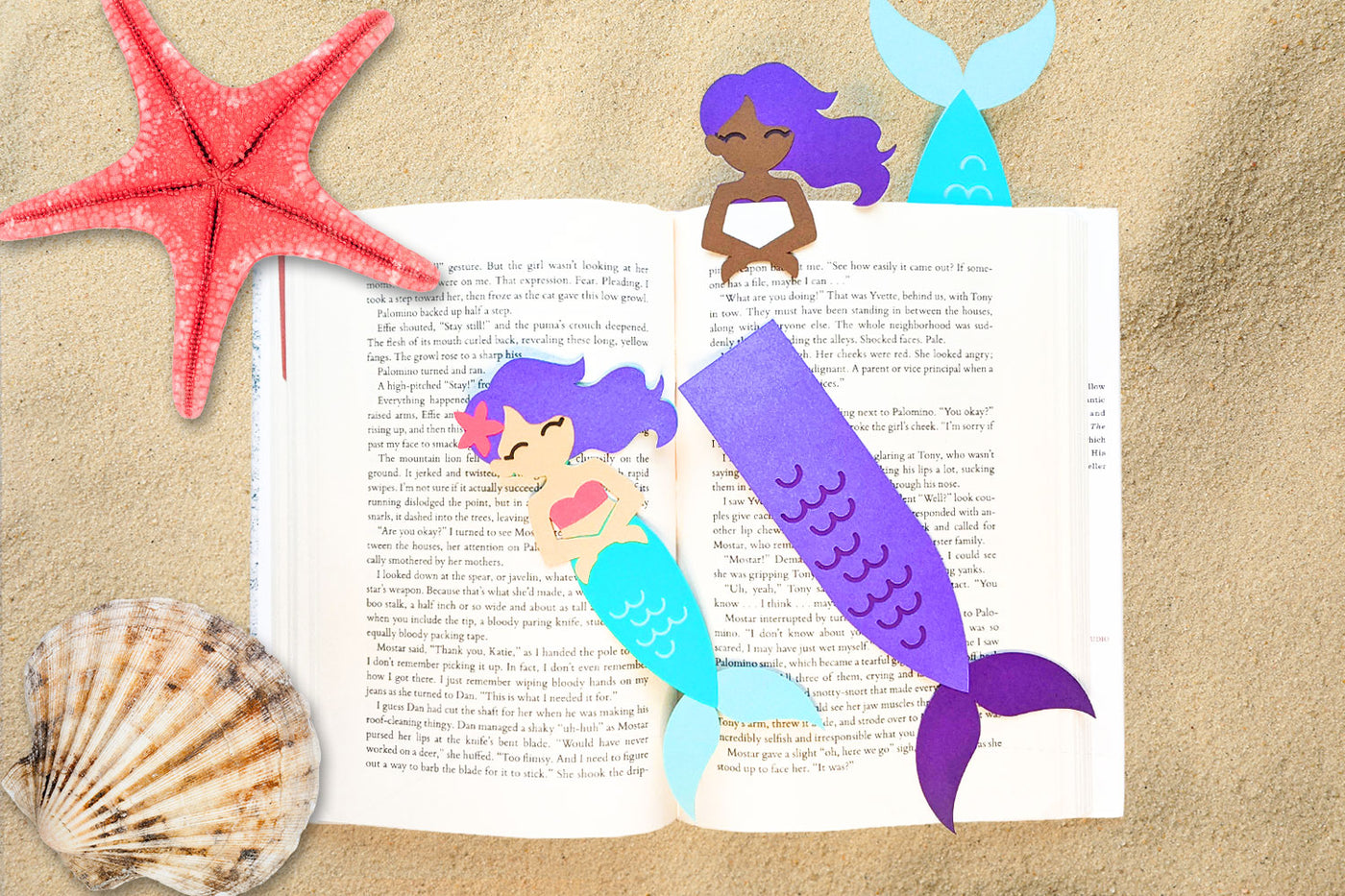 Mermaid and mermaid tail SVG bookmark duo