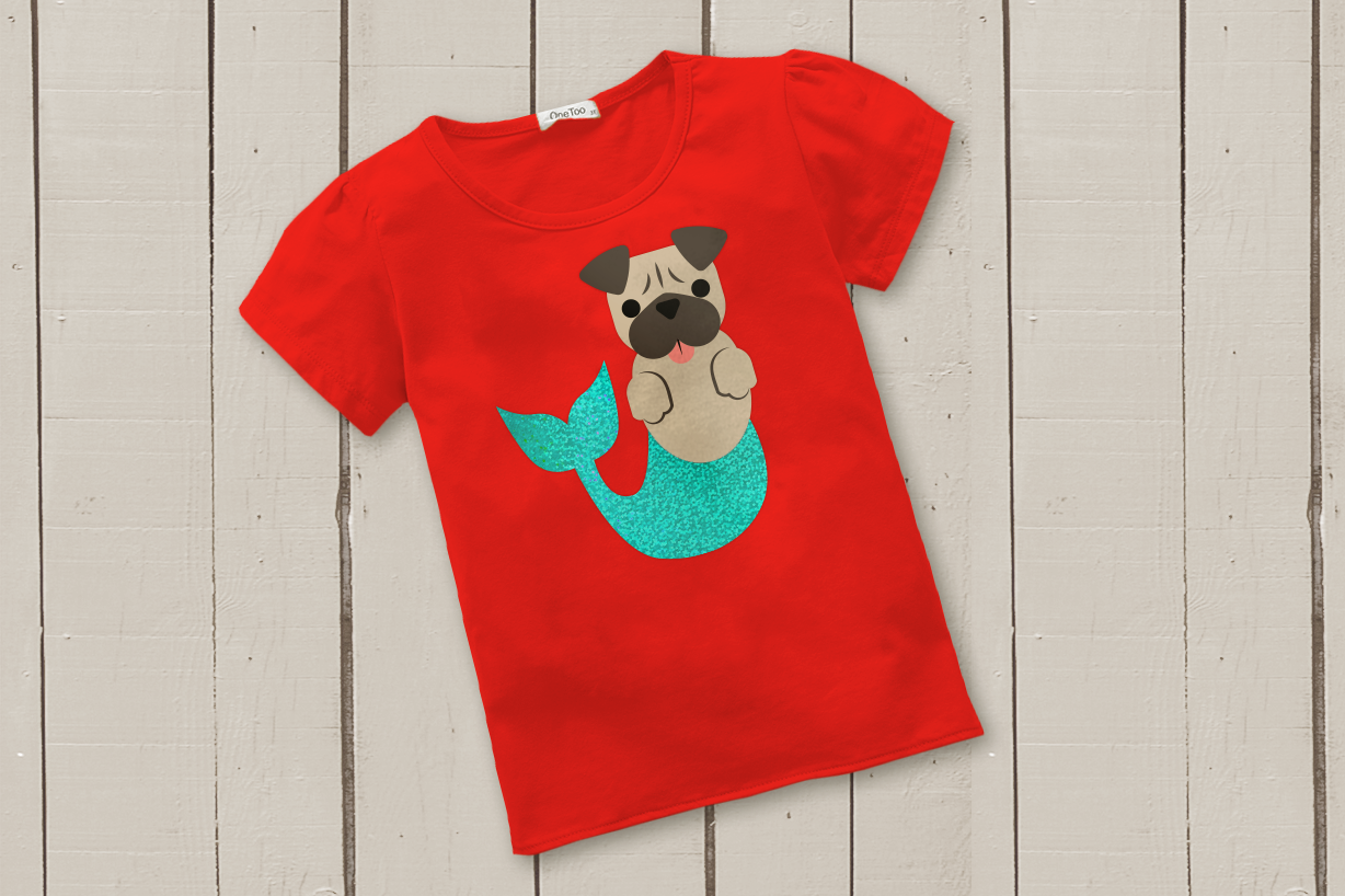 Shirt with a mermaid pug design