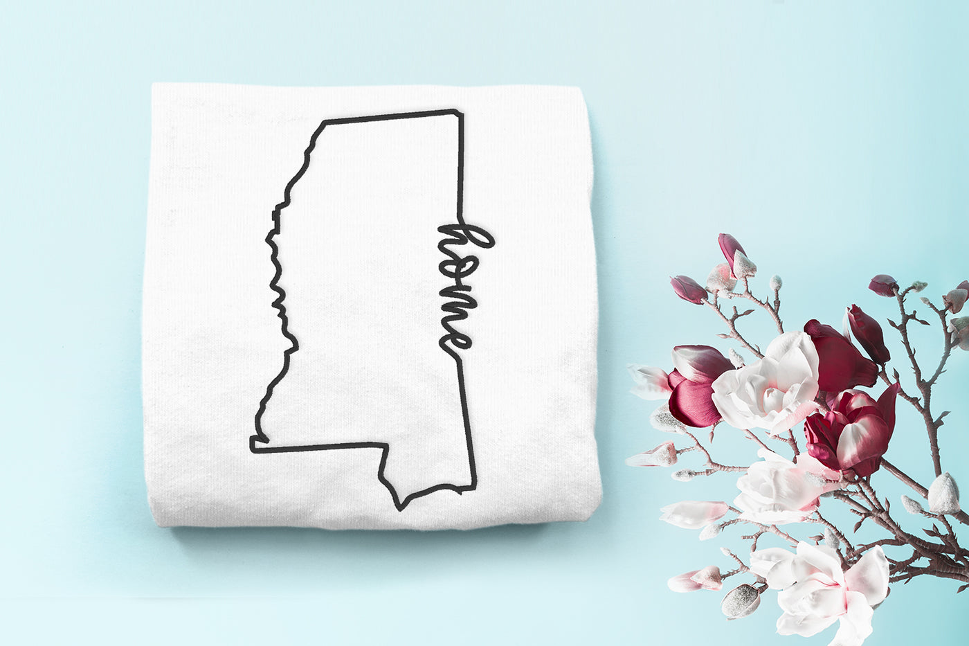 Mississippi home state shape outline embroidery