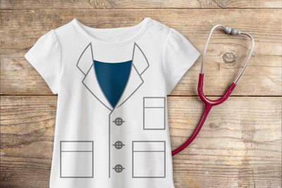 Shirt with a design to make it look like a doctor or scientist's lab coat.
