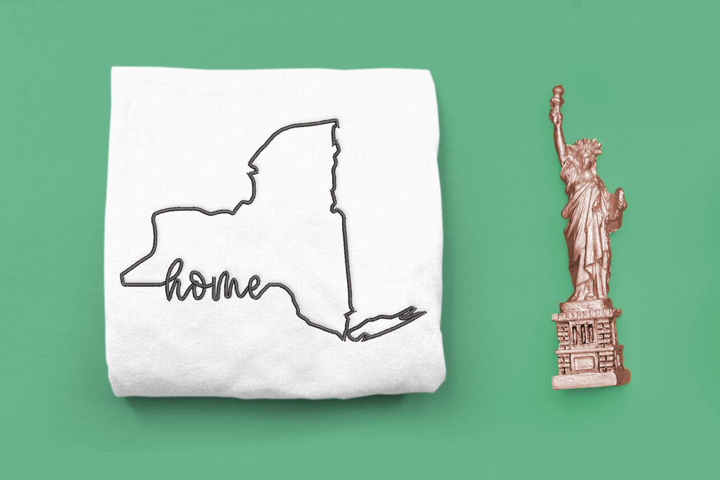 New York home outline embroidery
