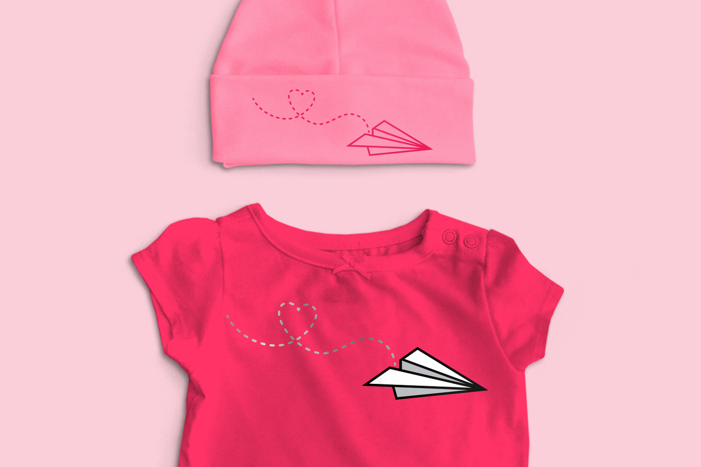 SVG design of a paper airplane with a heart trail
