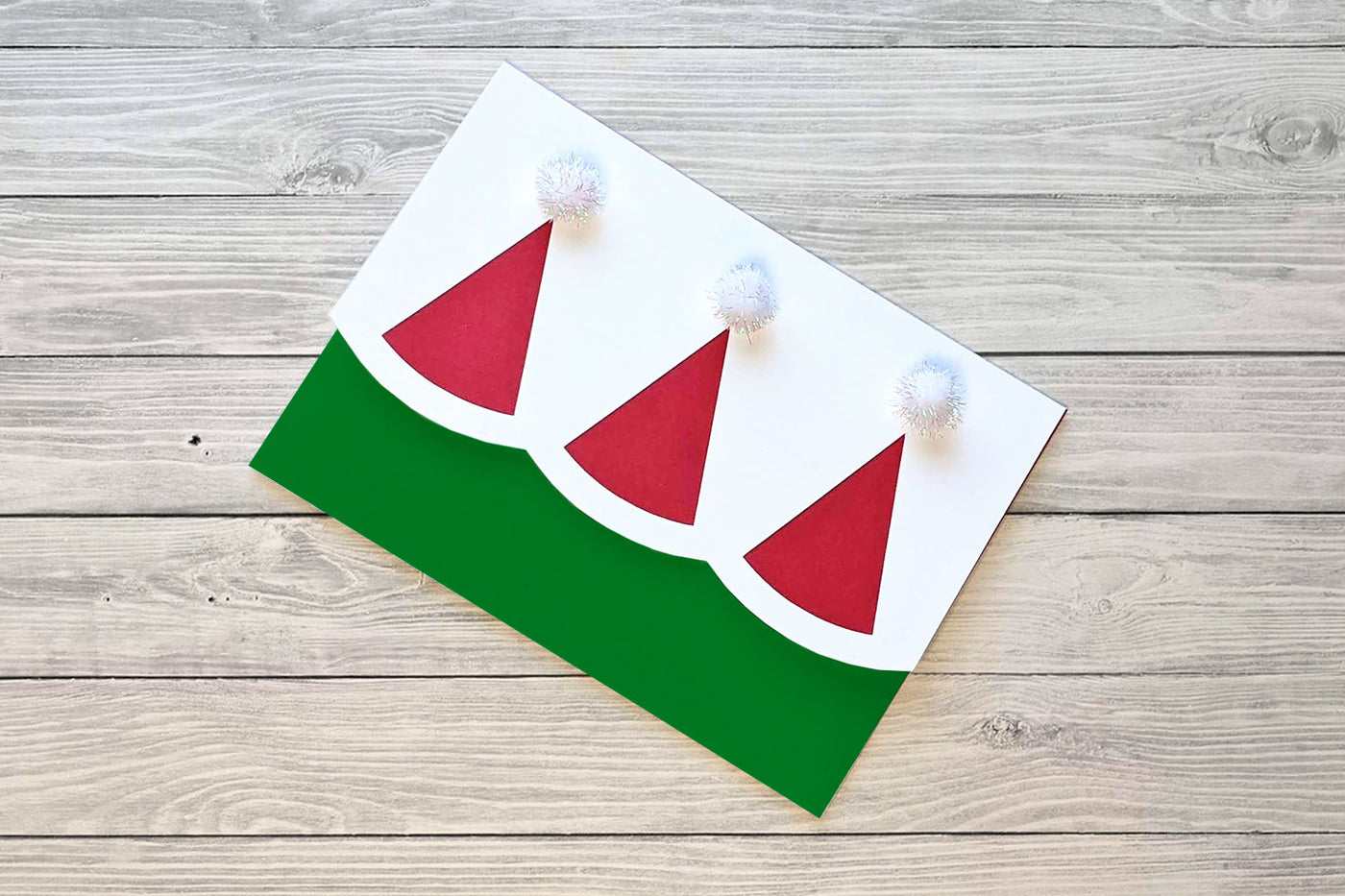 Party hat money holder card SVG in Christmas colors