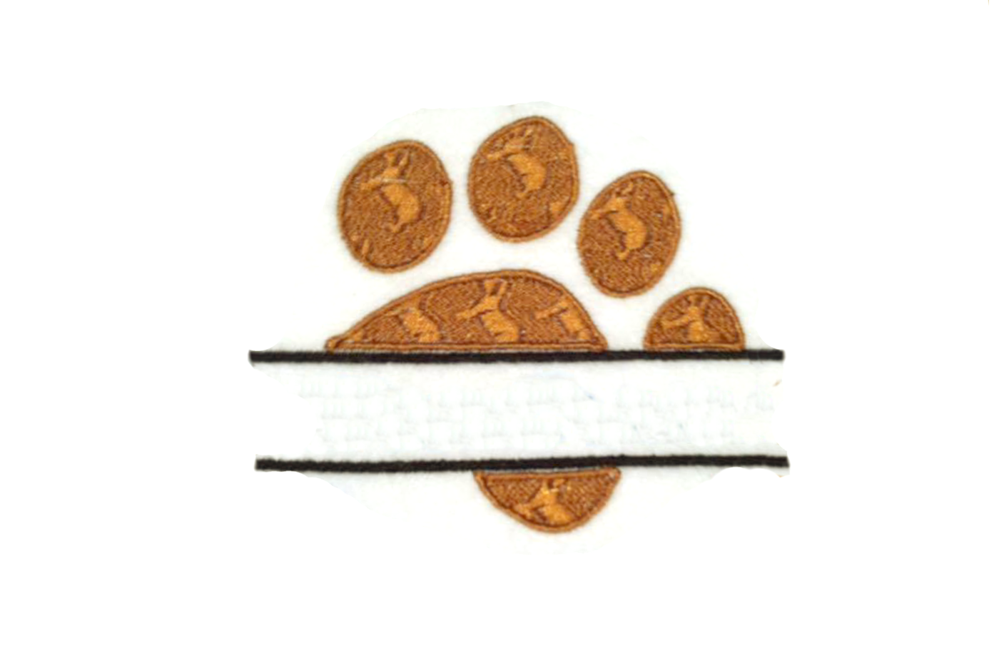 Dog paw print split embroidery design
