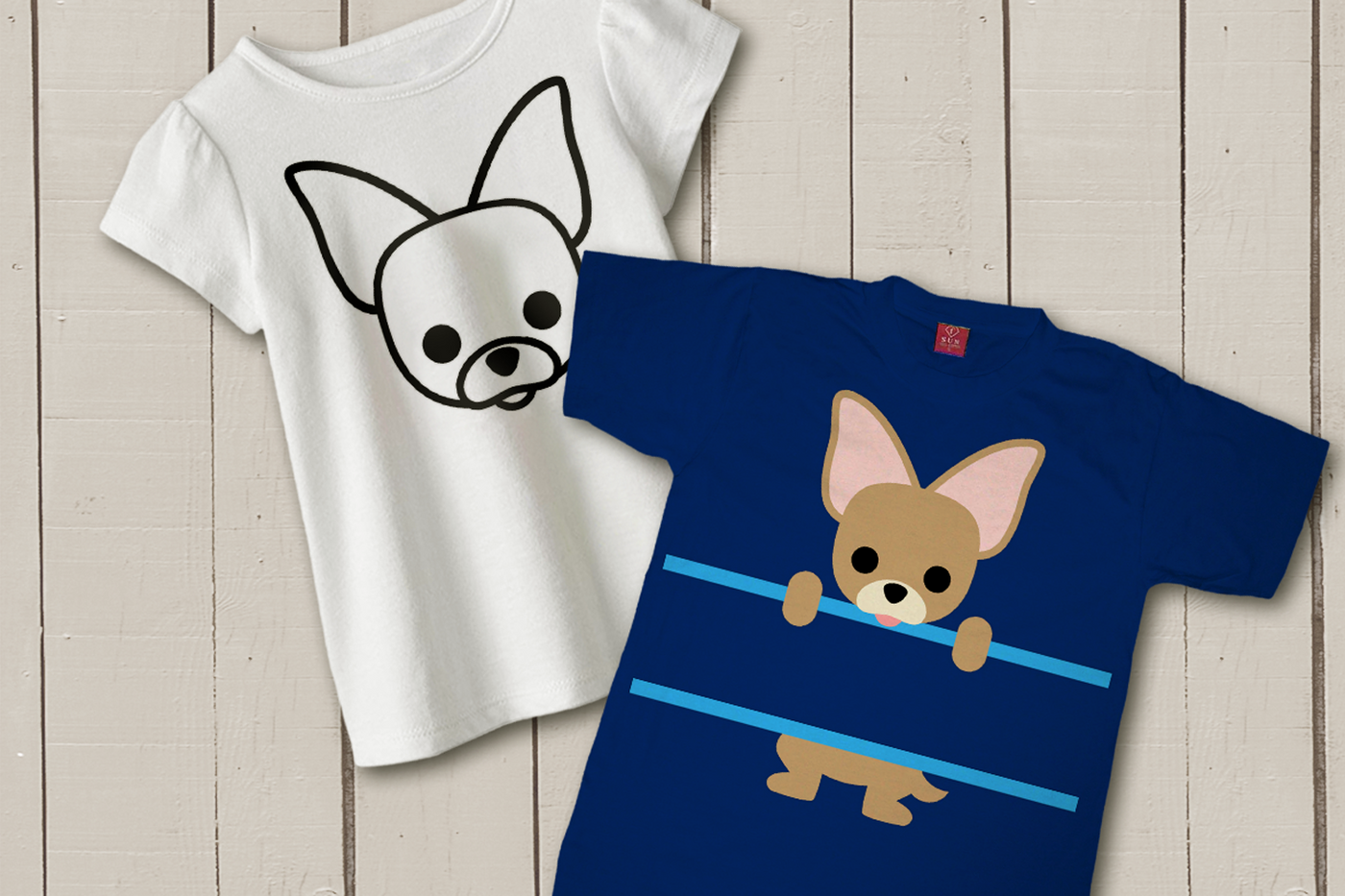 Chihuahua face and chihuahua split SVG design.