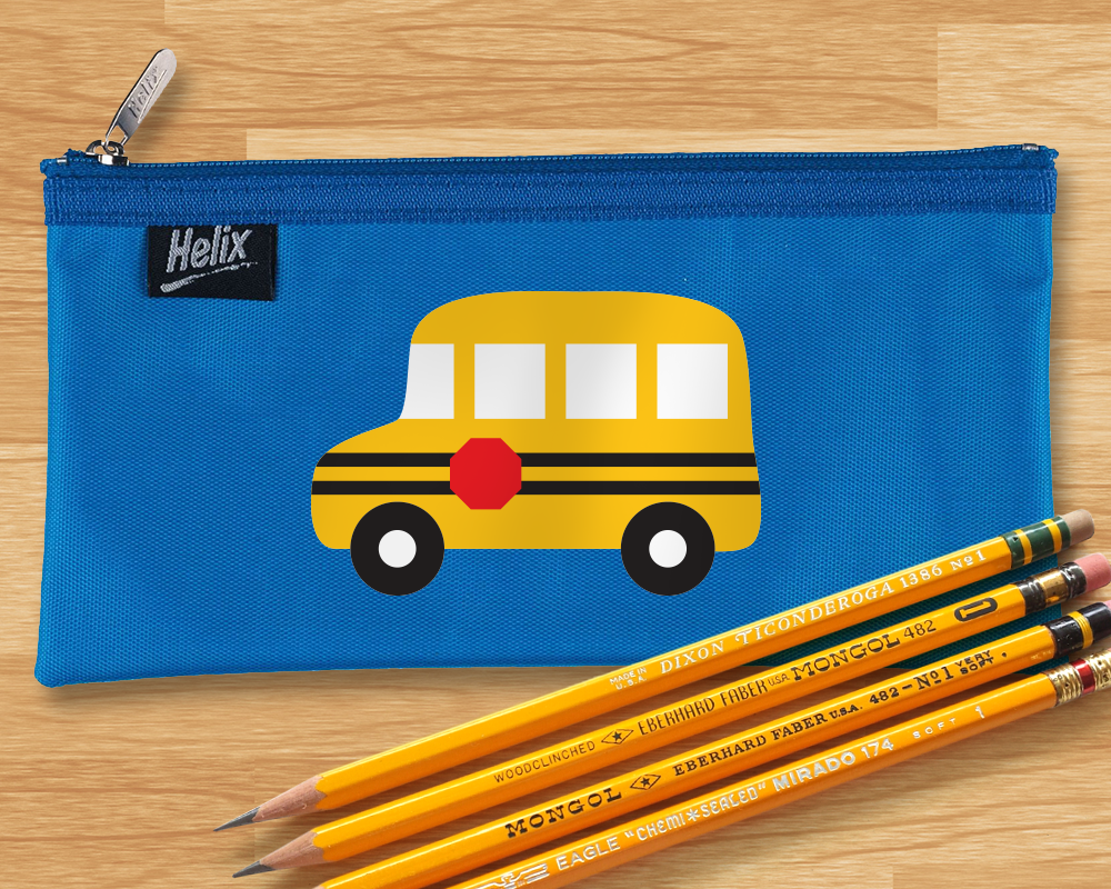 pencil pouch with school bus design