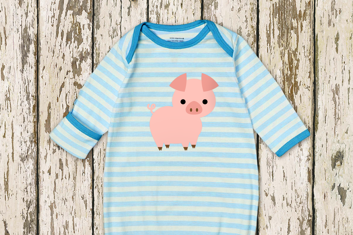 Pig design on a baby gown
