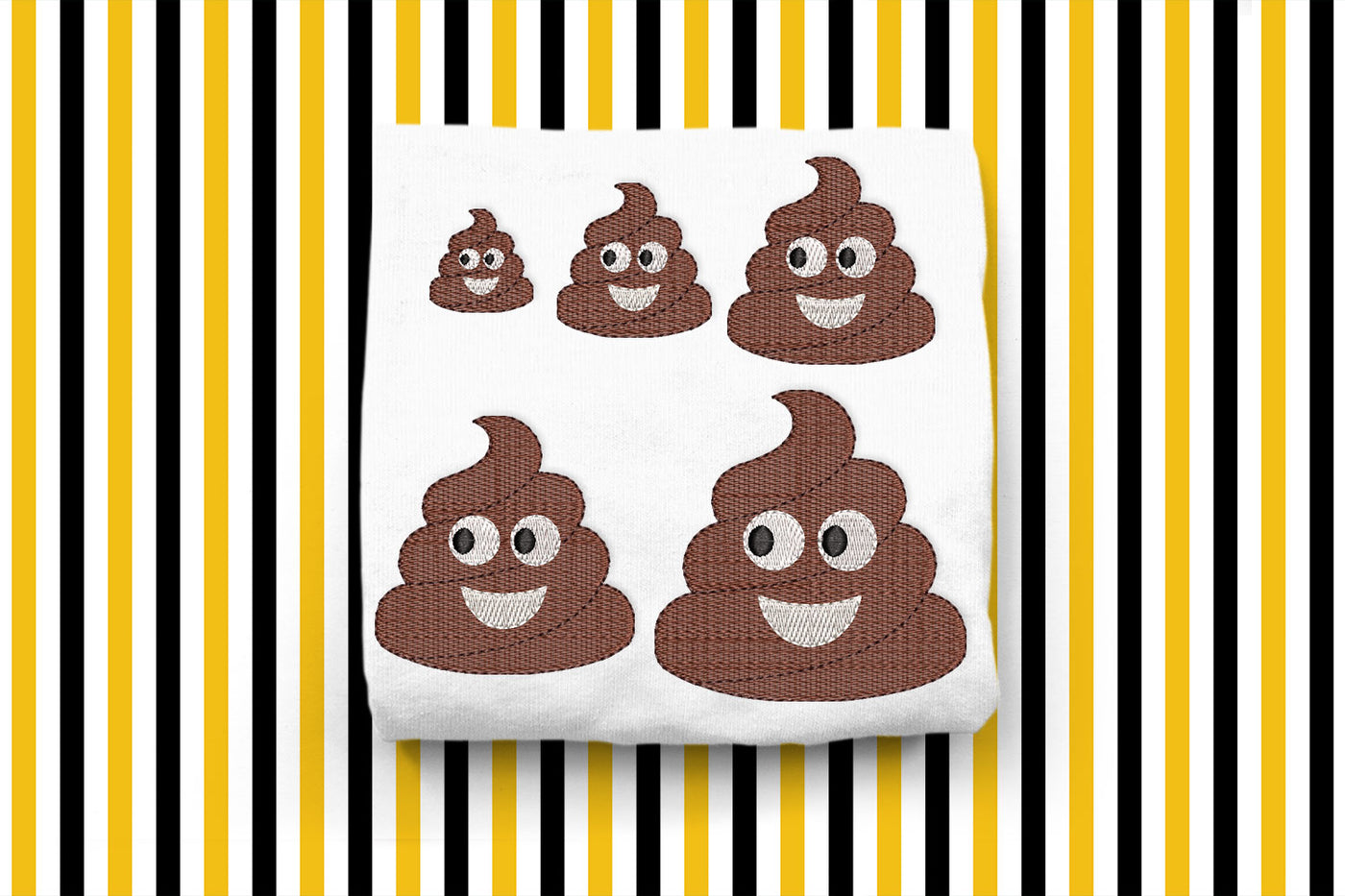 Poop emoji mini embroidery design
