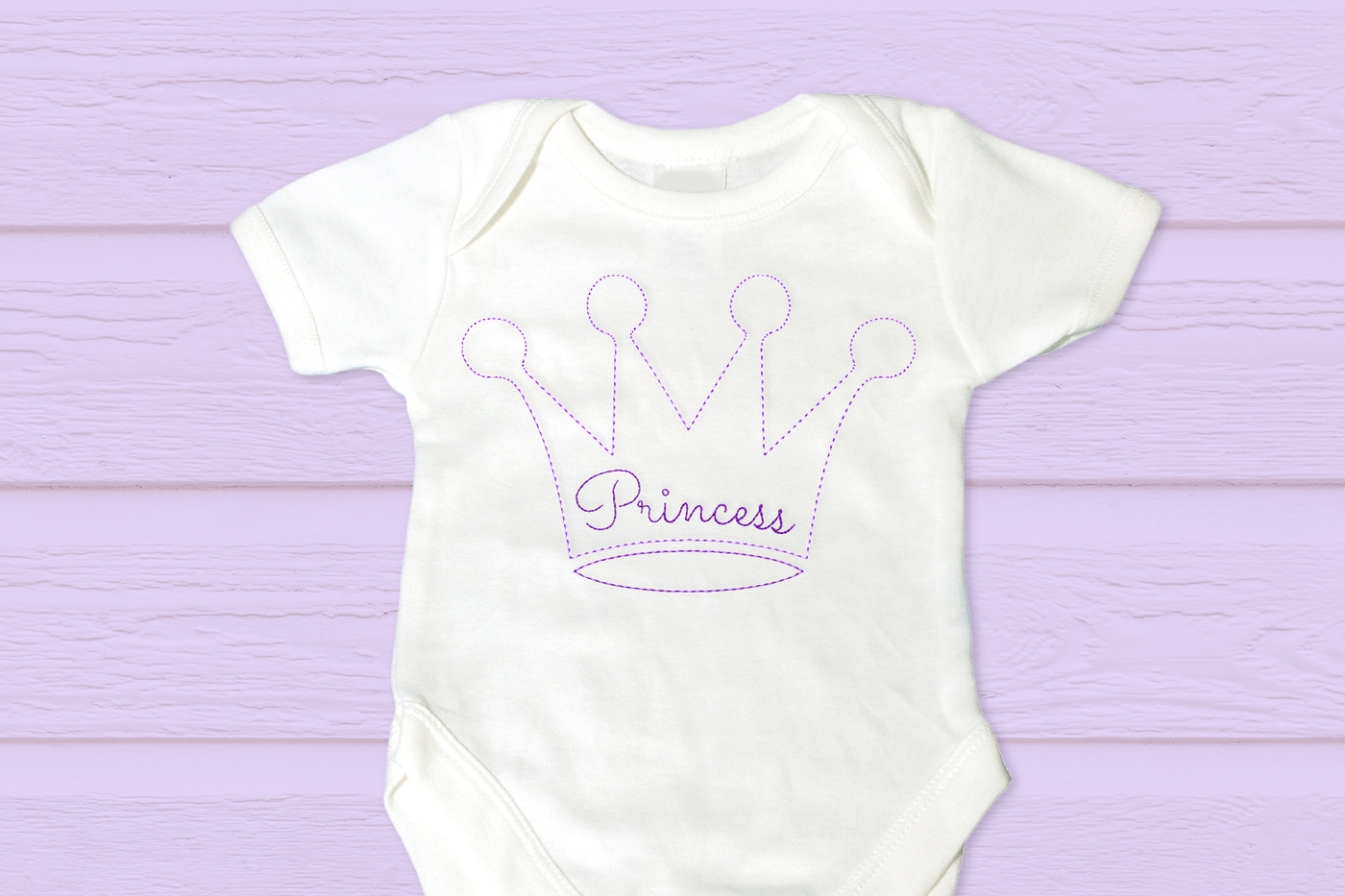 Princess crown linework embroidery design