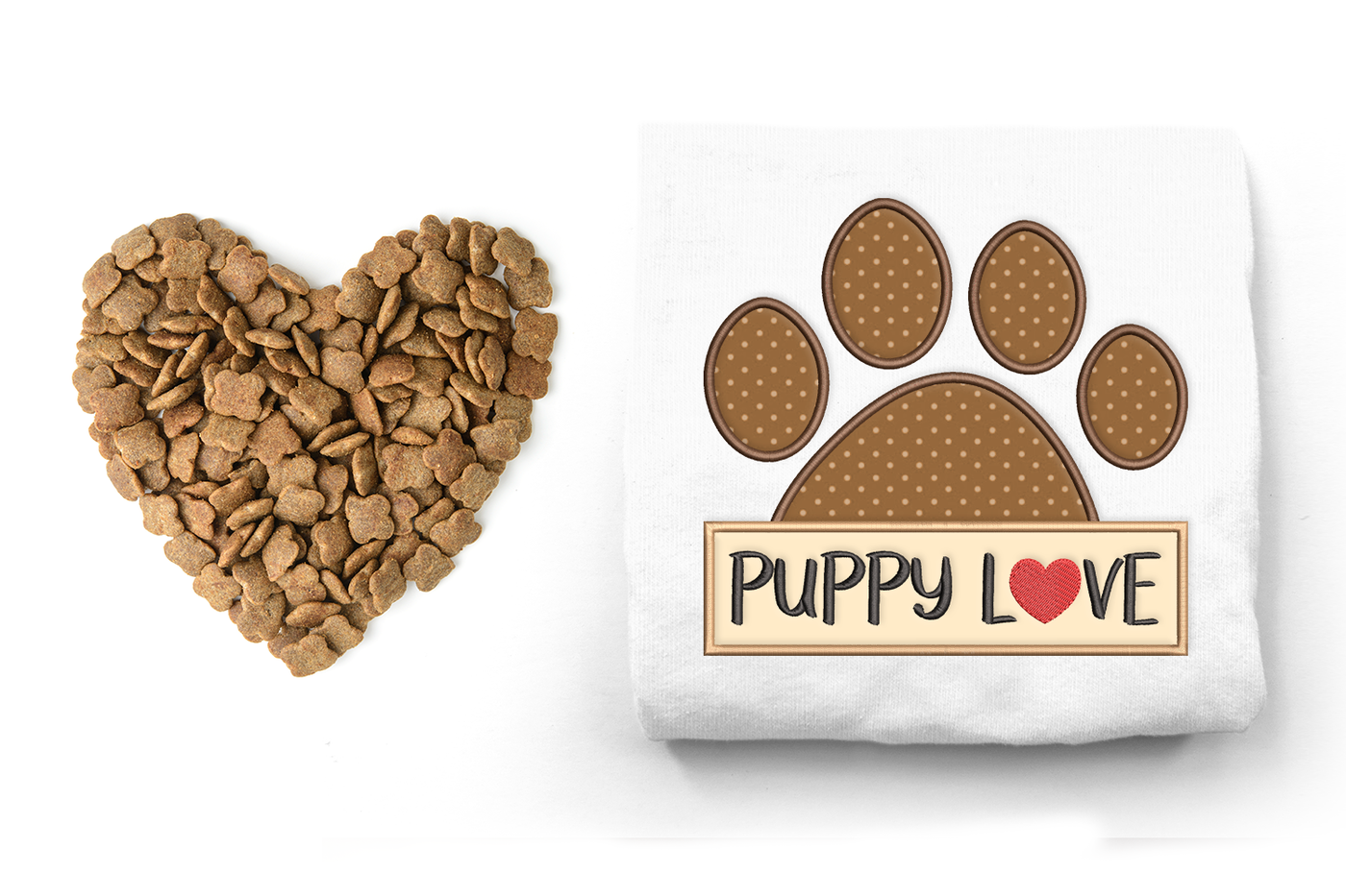 Puppy Love Dog Paw Applique Embroidery Design