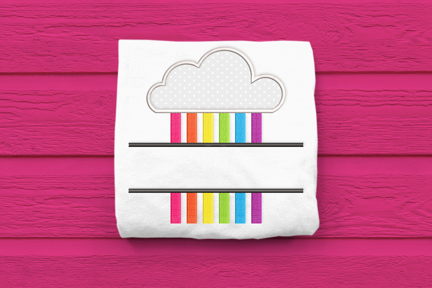 Rainbow cloud split applique design