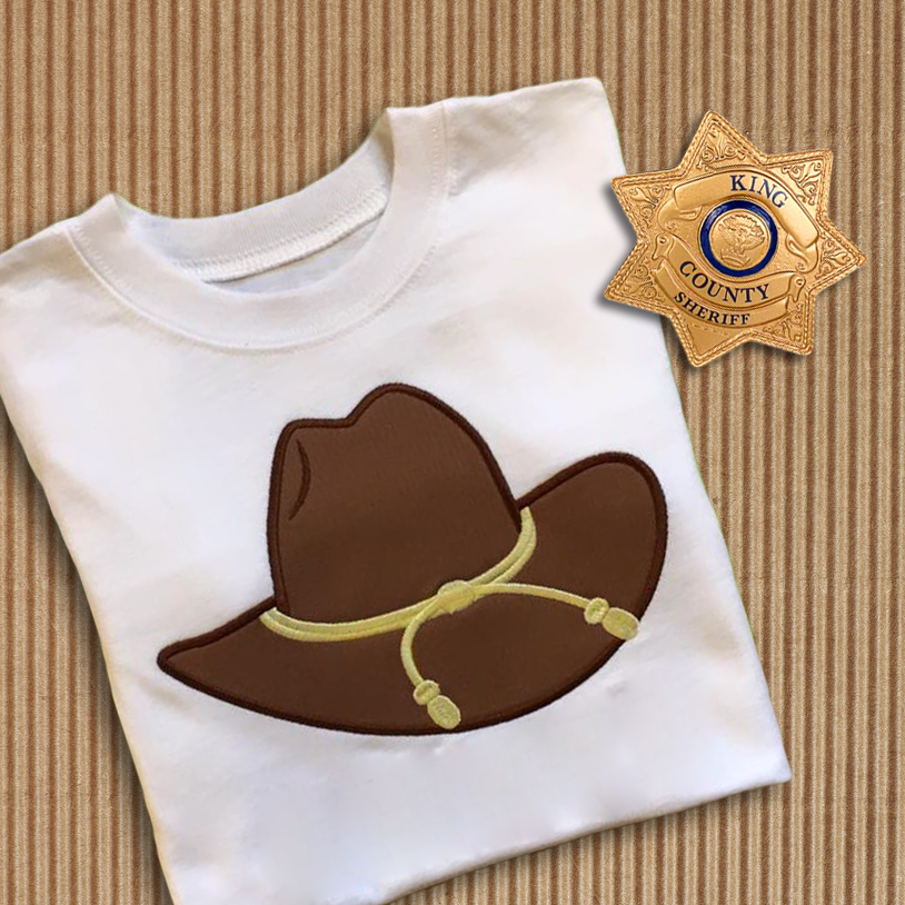 Sheriff Stetson Applique Embroidery Design Designed by Geeks