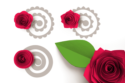 Three styles of rolled paper flower designs