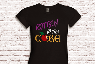 Rotten to the core design with an apple